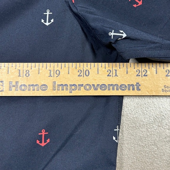 Nautica Navtech Mens M Anchor Print Short Sleeve Button Up Shirt Navy Brand New - Picture 9 of 10